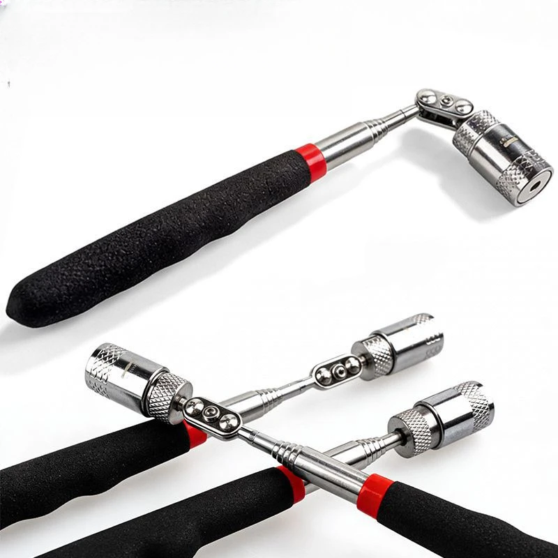 LED Light Magnetic Pickup Tool Telescopic Flexible Magnet Wand Pick Up Screws Nuts Bolts