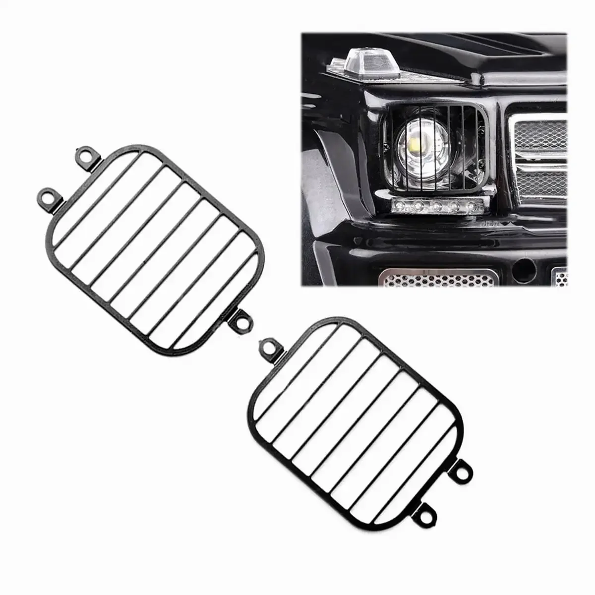 

1 Pair Metal RC Model Car Headlight Lampshade for TRX-6 G63 G500 RC Crawler Car Parts Protective Headlight Grille Cover