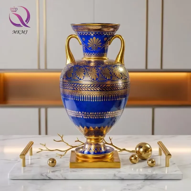 Bronze Inlaid Hand-painted High-temperature Ceramic Vase for Placing As an Artwork in the Living Room or Dining Area