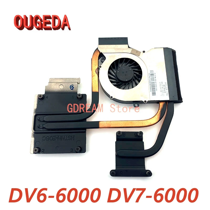 

OUGEDA 666527-001 641477-001 650848-001 665278-001 Laptop CPU Cooling Heatsink with Fan for HP DV6-6000 DV7-6000 Radiator