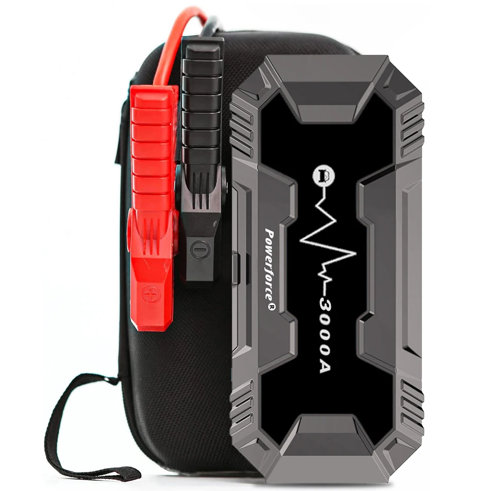 Emergency Tool Car Jump Starter 12V Peak Current 3000A Power Bank Battery Booster Digital Display USB C 8.0L Gasoline 10L