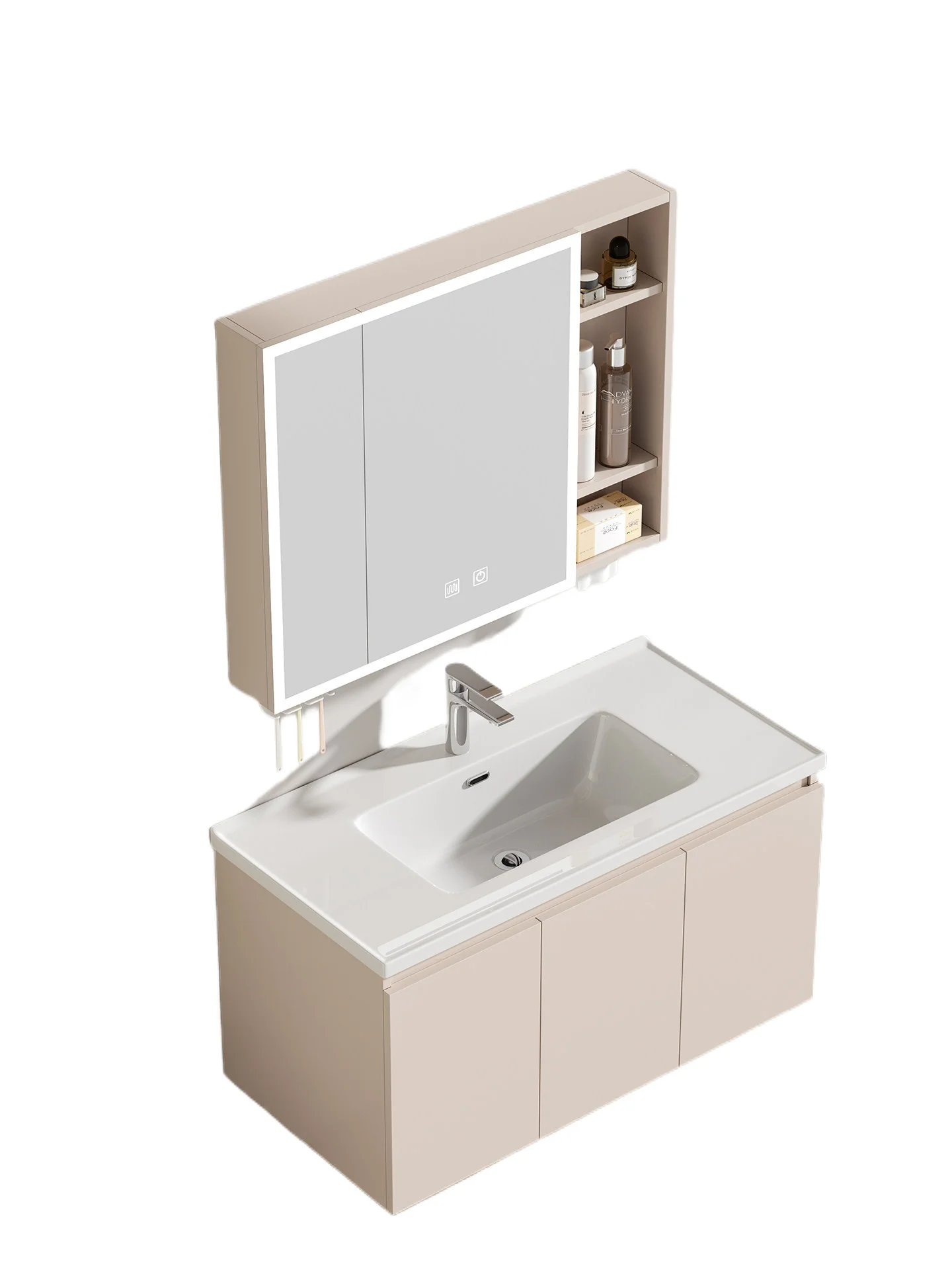 LMM thickened honeycomb aluminum bathroom cabinet with ceramic integrated washbasin
