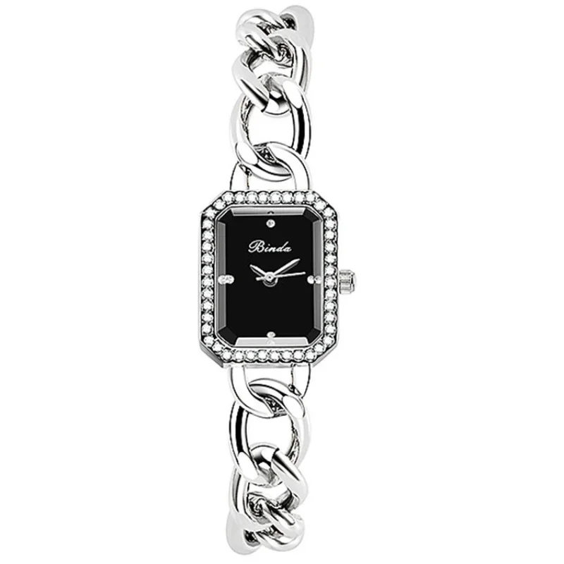 Orologi da donna quadrati di lusso orologi da polso femminili neri in oro con diamanti eleganti orologi da donna con bracciale Montre Femme