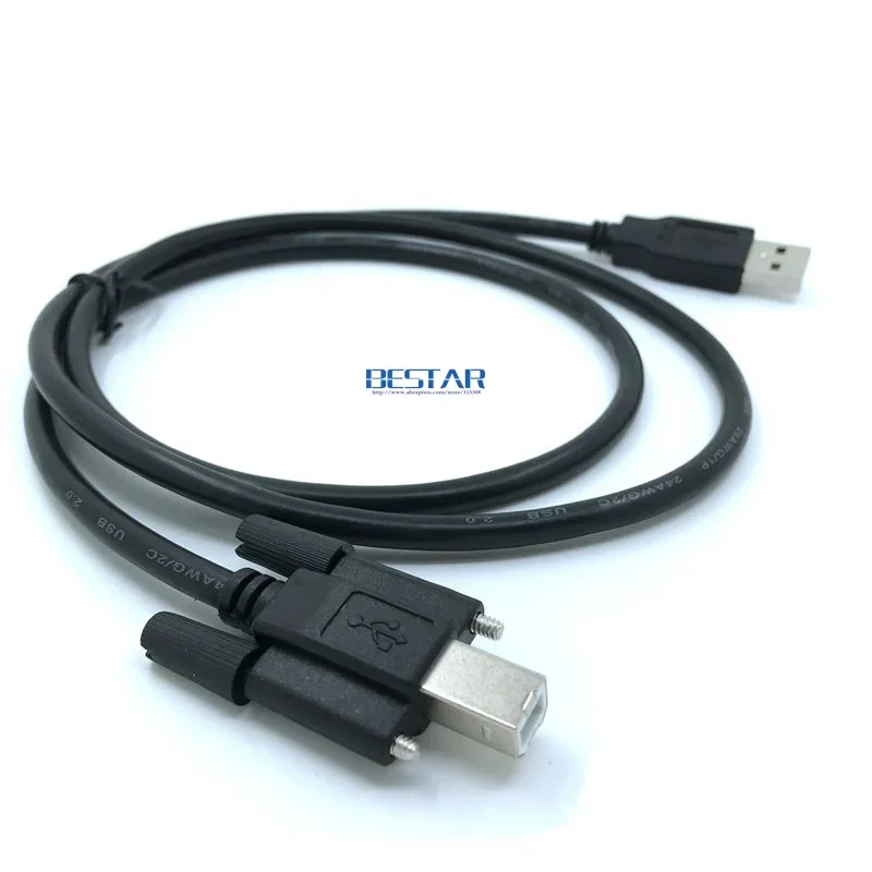 BM USB 2,0 A macho a USB 2,0 B macho tipo B Cable de fecha 1m 1,5m 3m 5m con tornillo para conector de agujeros de montaje en Panel 1 1,5 3 5 metros