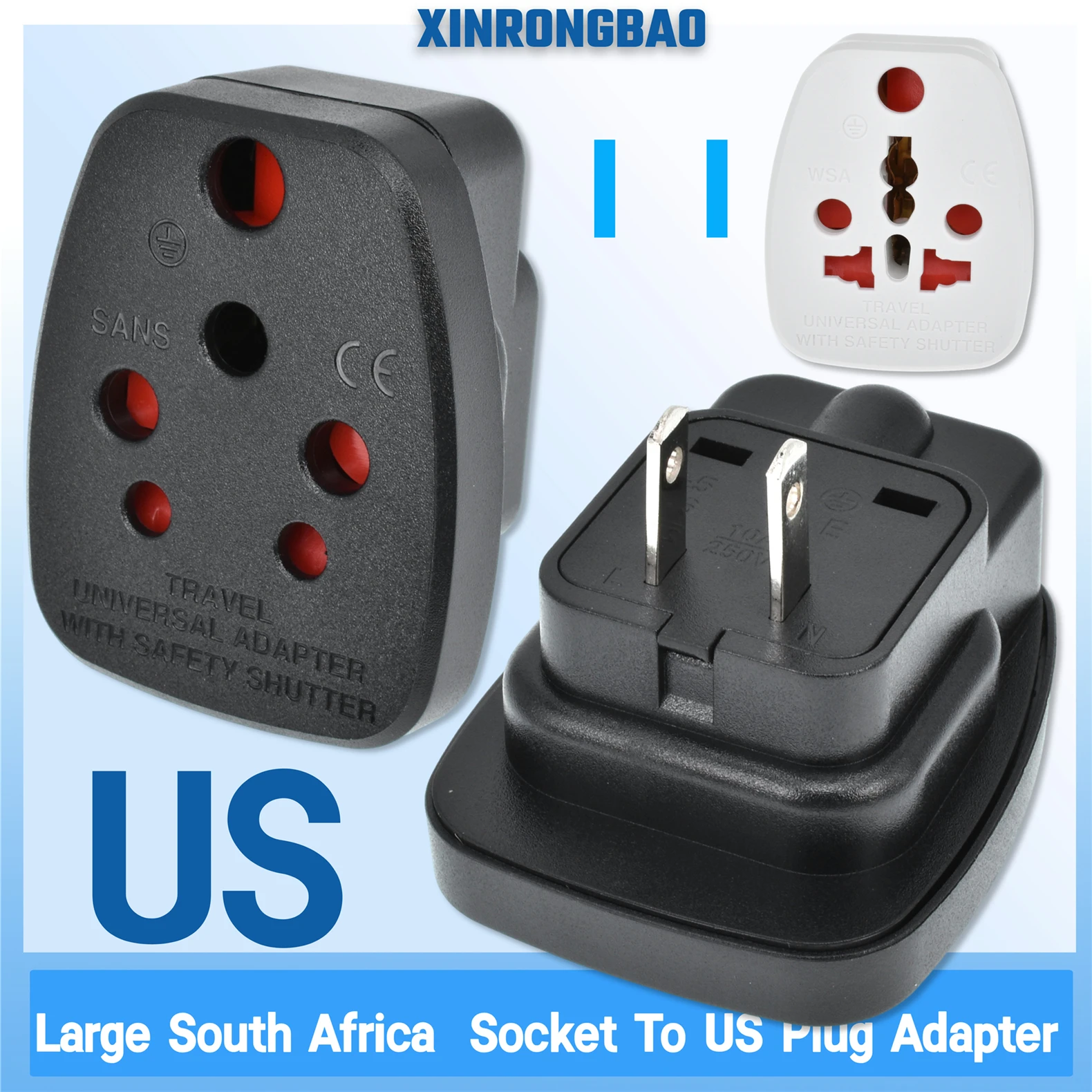 Travel Essential Small South Africa to US Universal Adapter with Safety Features Large South Africa to America Japan converter