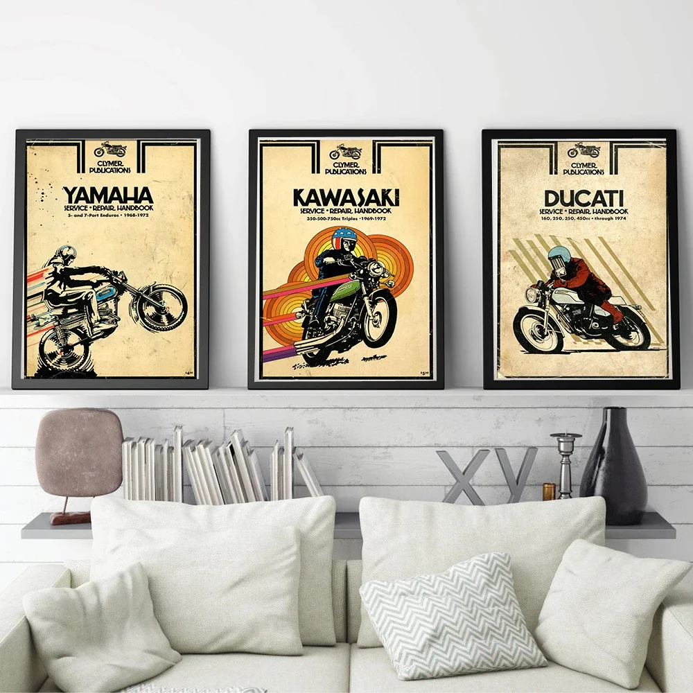 Motorcycles Poster Motocross Canvas Painting Retro Wall Art Print Minimalism Modern Picture For Living Room The Wall Home Decor