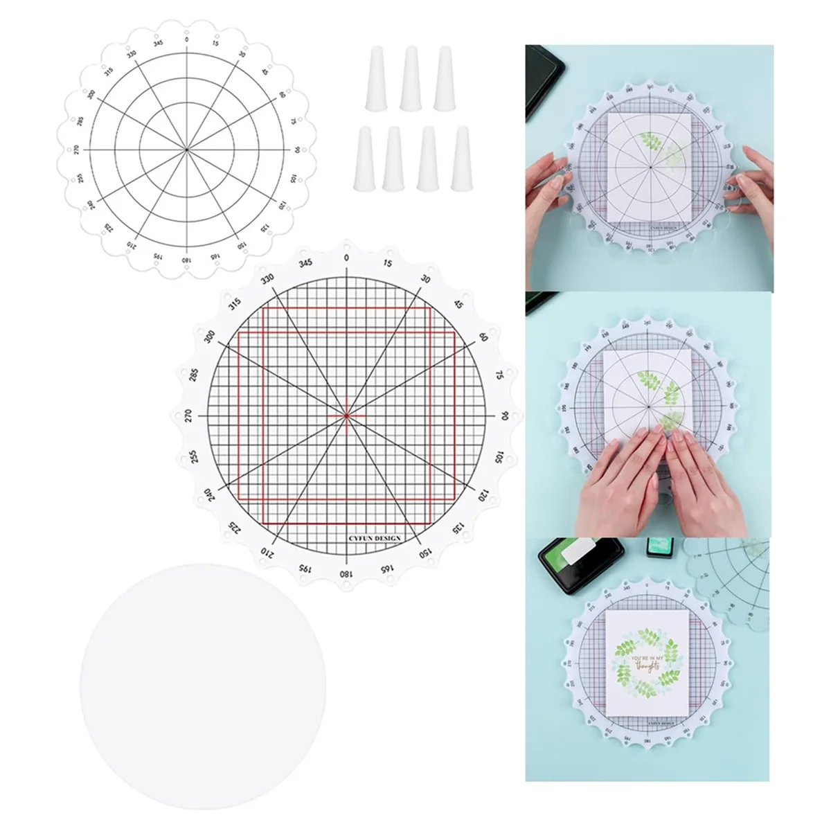 A20M 10-Piece Rotary Punching Platform, Stamp and Rotary Tool for Punching Circles, Locks Into Place At 24 Equal Intervals