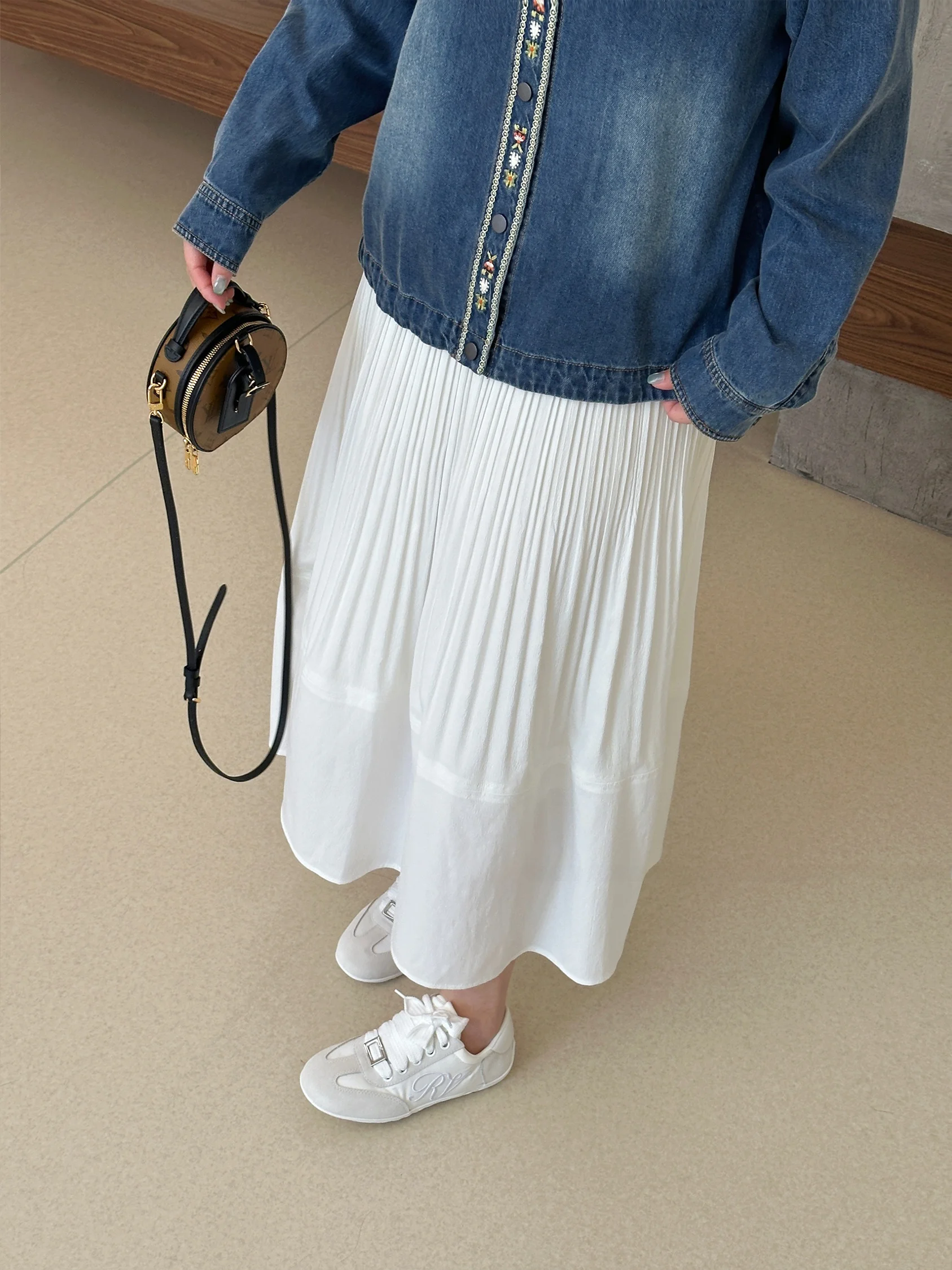 

Юбка женская JoJo Private Label с эластичным поясом, плиссированная, из смесового хлопка, стандартный крой, весна 2026, полиэстер