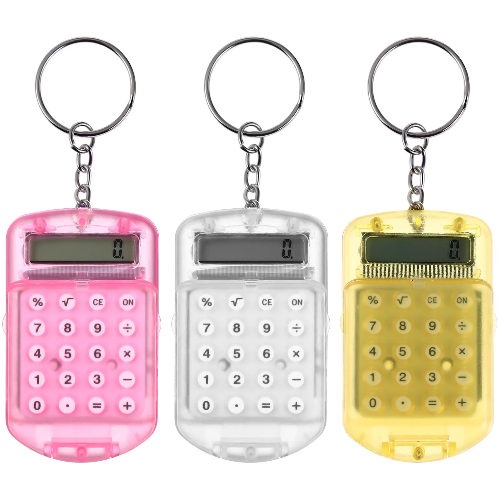 

Мини-карманный калькулятор-брелок, 3 шт., компактный электронный калькулятор, портативный, для студентов, офиса, школы, для повседневного использования