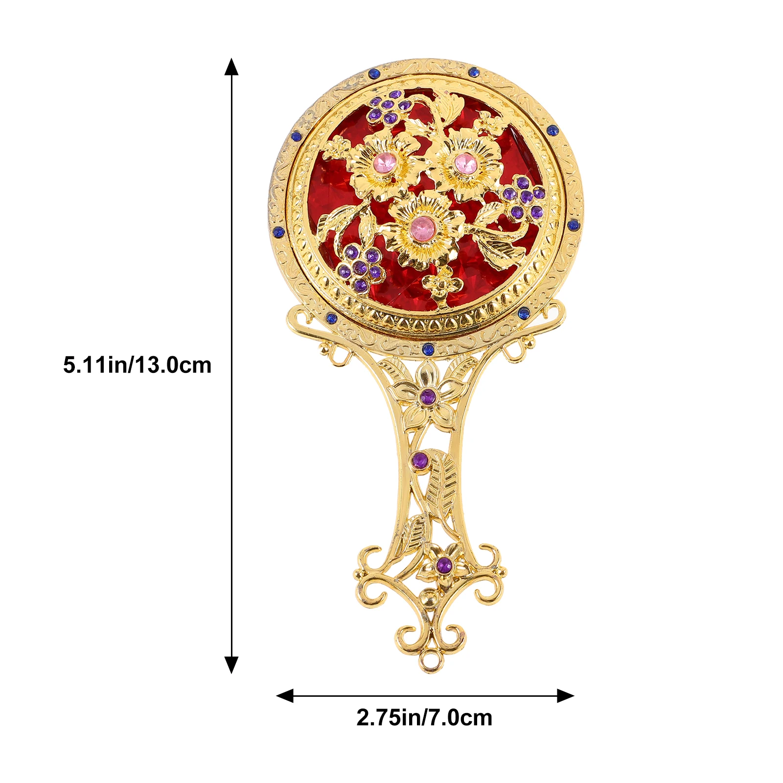 

1PCs Handheld Comb Set Retro Floral Vintage Portable Makeup Mirror Foldable Mini Vanity Mirror for Travel Home Lightweight