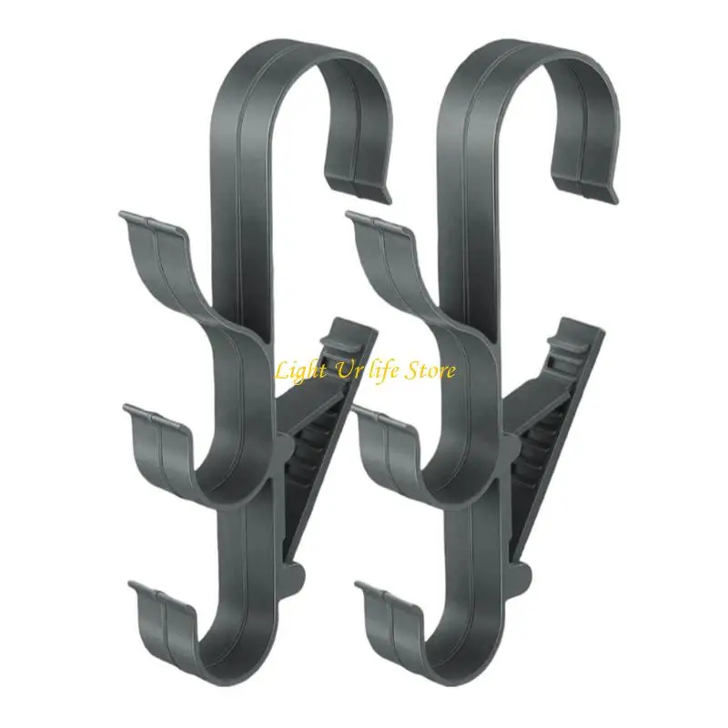 63HA Pool Tool Holder for Backyard Pool Storage, Plastic Clip-On Hook with Three Hanging Arms and Grip Detail for Home Use