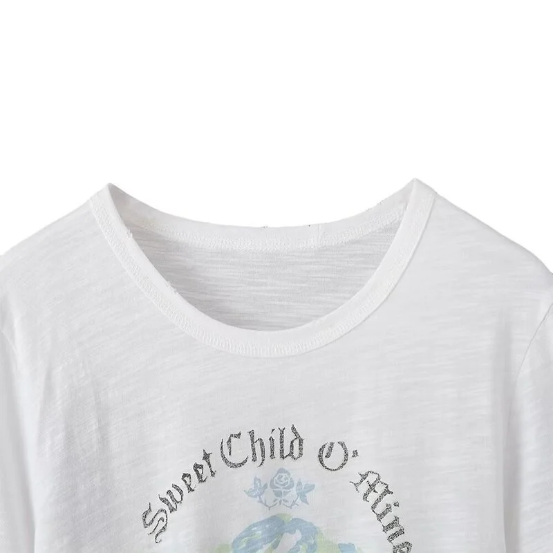 2025년 여름 여성 캐주얼 루즈핏 만능 프린트 반팔 티셔츠 신상품 땀 흡수 통근 스타일 독창적인 패턴