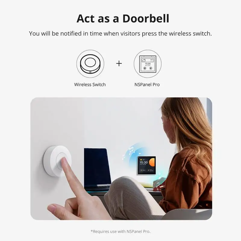 SONOFF SNZB-01P Zigbee Wireless Switch Two Way Control Act as Doorbell Emergency Button Smart Home Automation Via Alexa Google