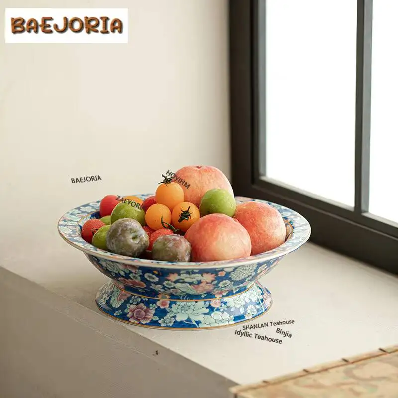 Colour Enamels Peony Fruit Dishes Creative Pastry Plate Dim Sum Plate Candy Bar Household Sharing Plate Accessories Decoration