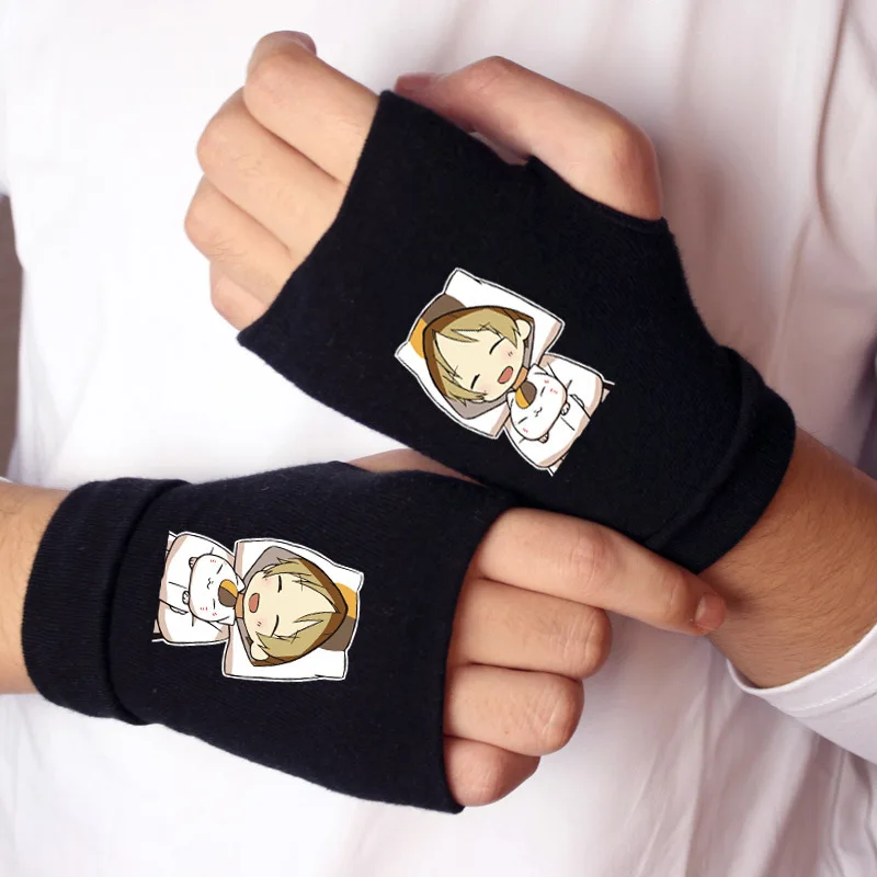 Anime Cartoon Fairy Tail Half Gloves Y2K Spring and Autumn New Warm Gloves Office Typing Half Finger Gloves Gift for Friends