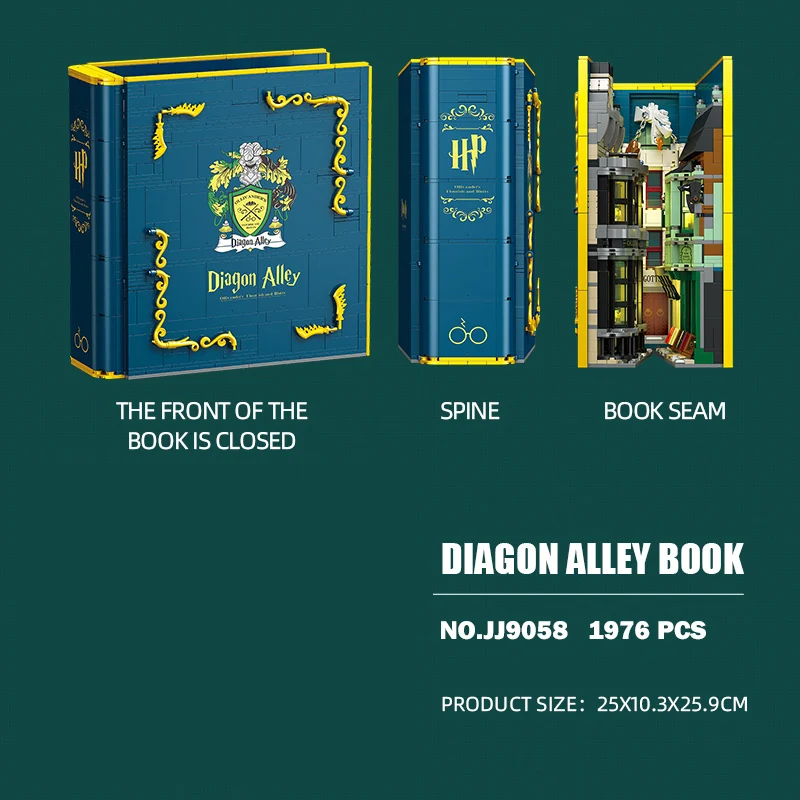 1976PCS Diagon Alley Book Building Blocks Classic Movie Scene Magic Bookstore Model Bricks Desktop Decoration Kids DIY Toys Gift