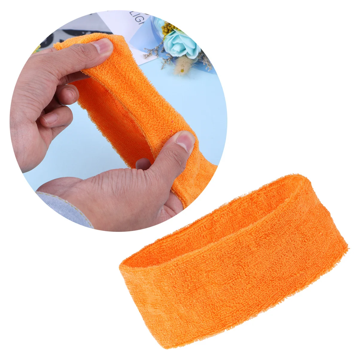 

Orange Yoga Headband Microfibre Cotton Sweatband for Women Adjustable Reusable Facial Wrap Sport Fitness Travel Essential