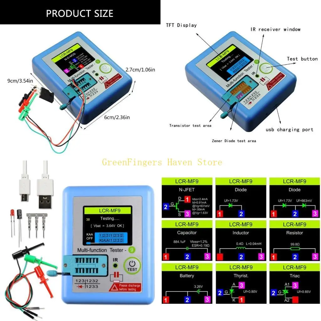 

F68D комплексный инструмент оценки транзистора LCRMF9 Высокая точность тестера транзистора транзистора