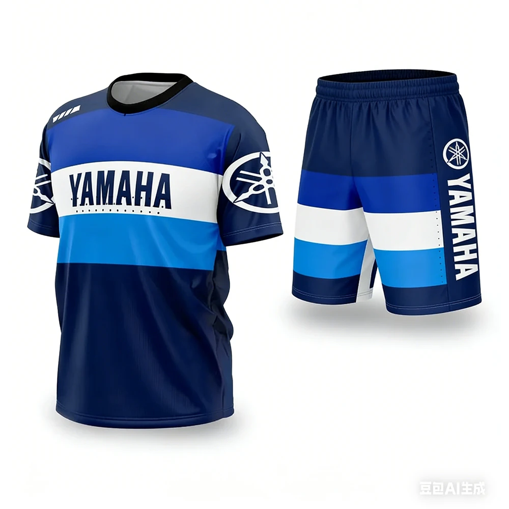 New Summer YAMAHA Men Women Motorcycle Riding T-shirt set Loose Breathable Quick Drying Off-Road Racing Suit Sports T-Shirt - Image 4