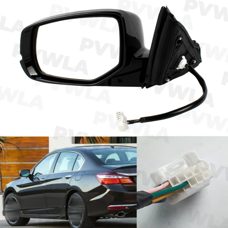 For Honda Accord American version 2013 2014 2015 2016 Left Side 6 Pins Black Painted Mirror HO1320274 ,76250T3LA51ZE