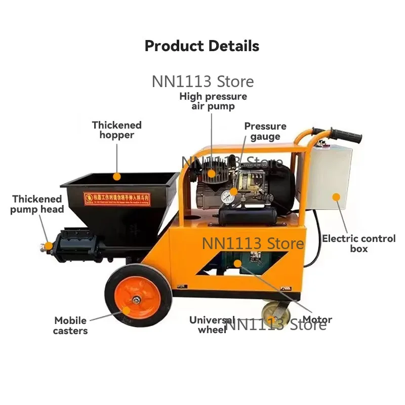 Hot Sale 311 Mini Electric Wall Cement Shotcrete Plastering Machine Concrete Mortar Spraying Engine Pump Motor Core Components