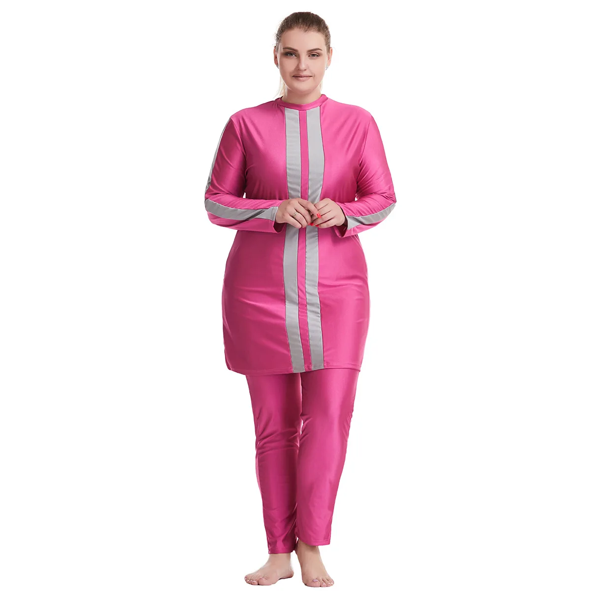 3PCS Thin Style Sporty Muslim Swimwear Burkini Femmes Women Modest Swimsuit Bathing Suit Hijab Top Pant Islamic Beachwear Plus