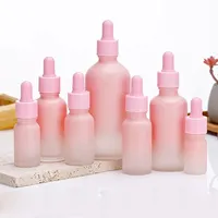 10Pcs 5/10/15/30/50ml Pink Glass Dropper Bottle Essential Oil Aromatherapy Empty Pipettes Drop Bottle Gradient Glass Vial