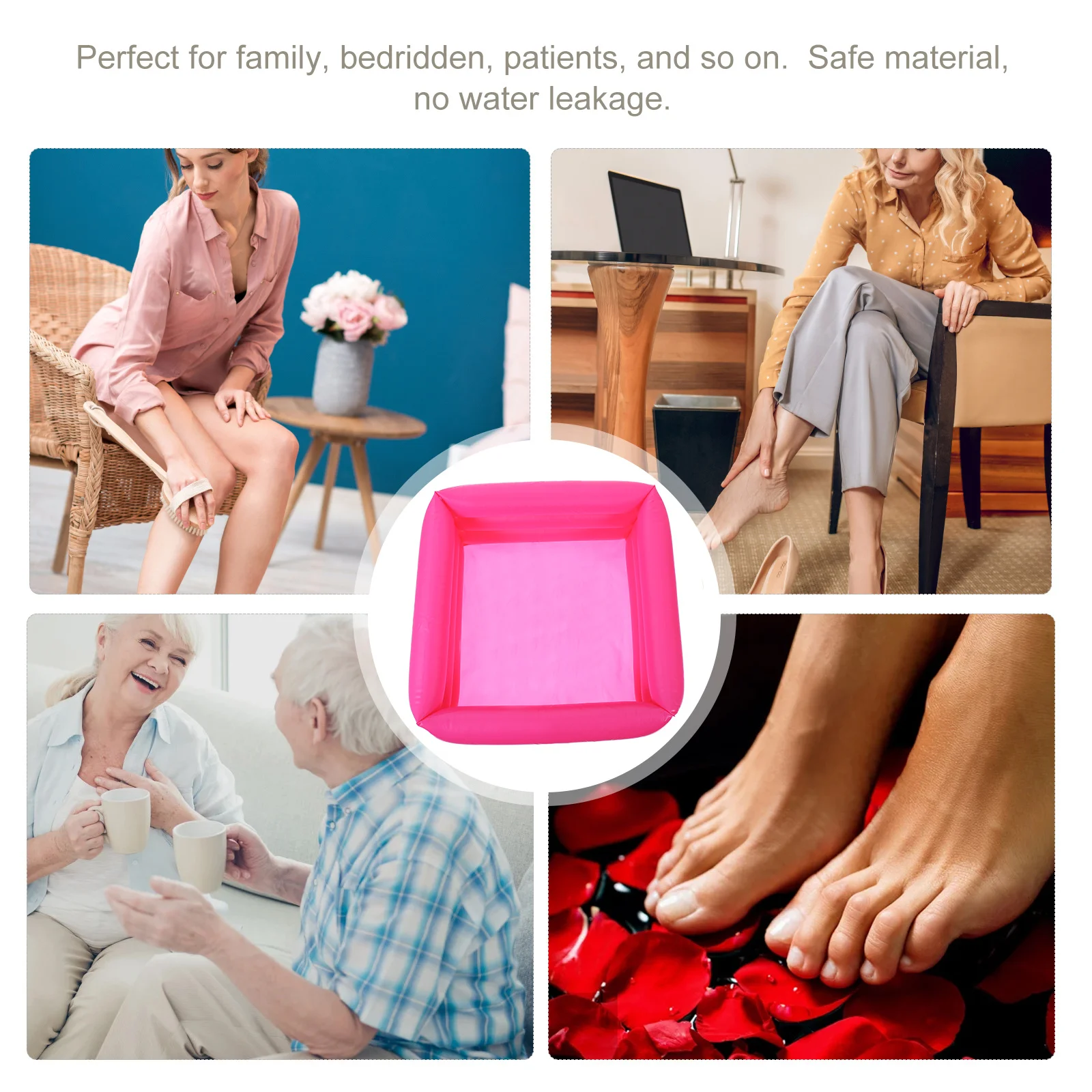 

Inflatable Foot Basin Portable PVC Foldable Foot Cleaning Container Draining Hole Easy Store for Family Patient Travel