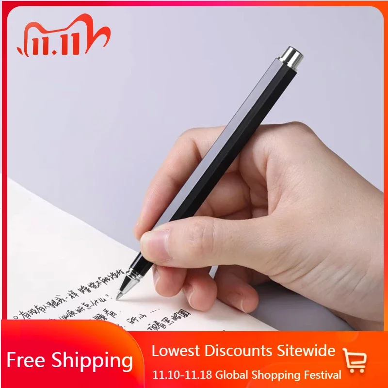 

SANKOU JZ10 Quad Flat Metalized Gel Pen Black 0.5mm Quick-drying Water Pen for Business Office Writing Smooth Ballpoint Pens