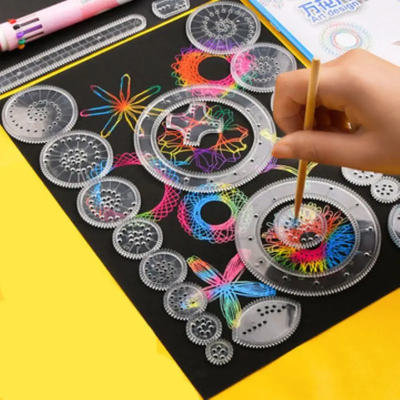 ชุดของเล่นสไปโรกราฟ ชุดล้อเฟืองที่เชื่อมต่อกัน อุปกรณ์วาดภาพระบายสี ของเล่นเสริมสร้างความคิดสร้างสรรค์ สไปโรกราฟ GYH