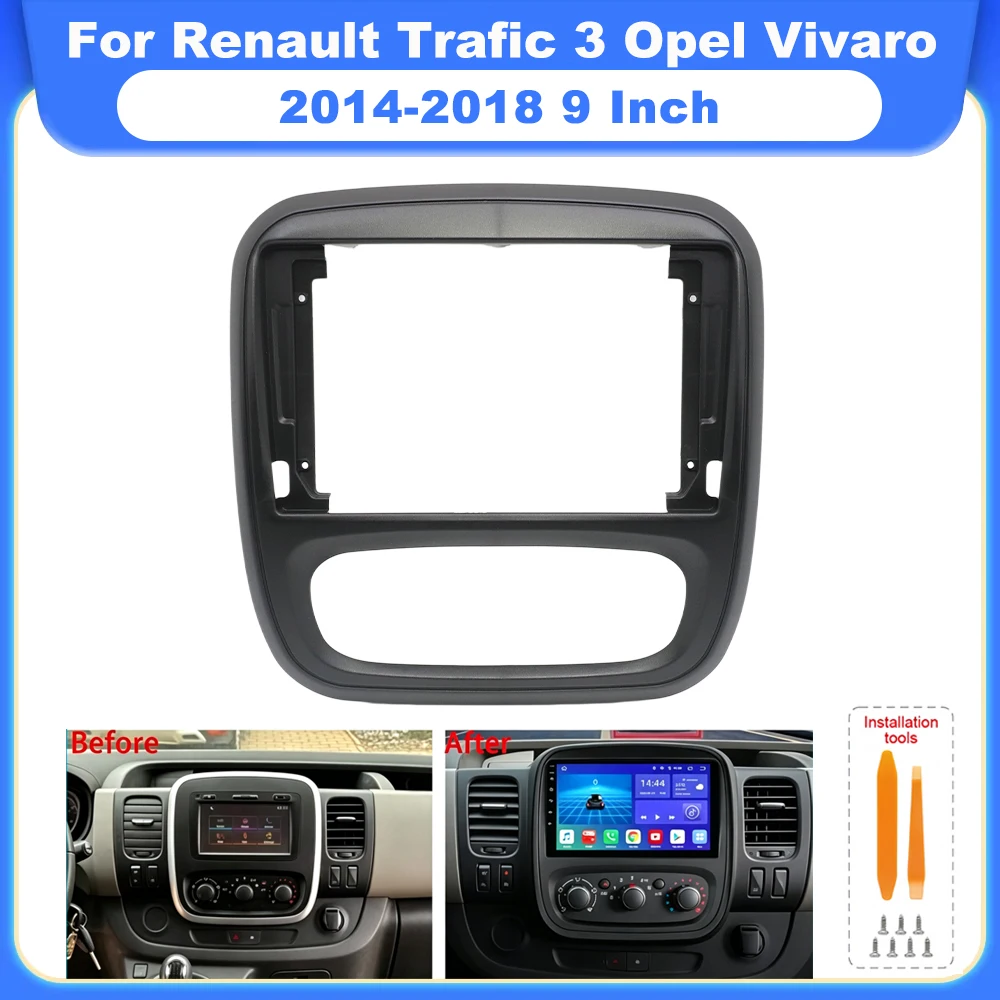 9 Inch 2Din Car Stereo Dash Trim Panel For Renault Trafic 3 Opel Vivaro 2014-2018 GPS CD DVD Radio Mount Frame Kit