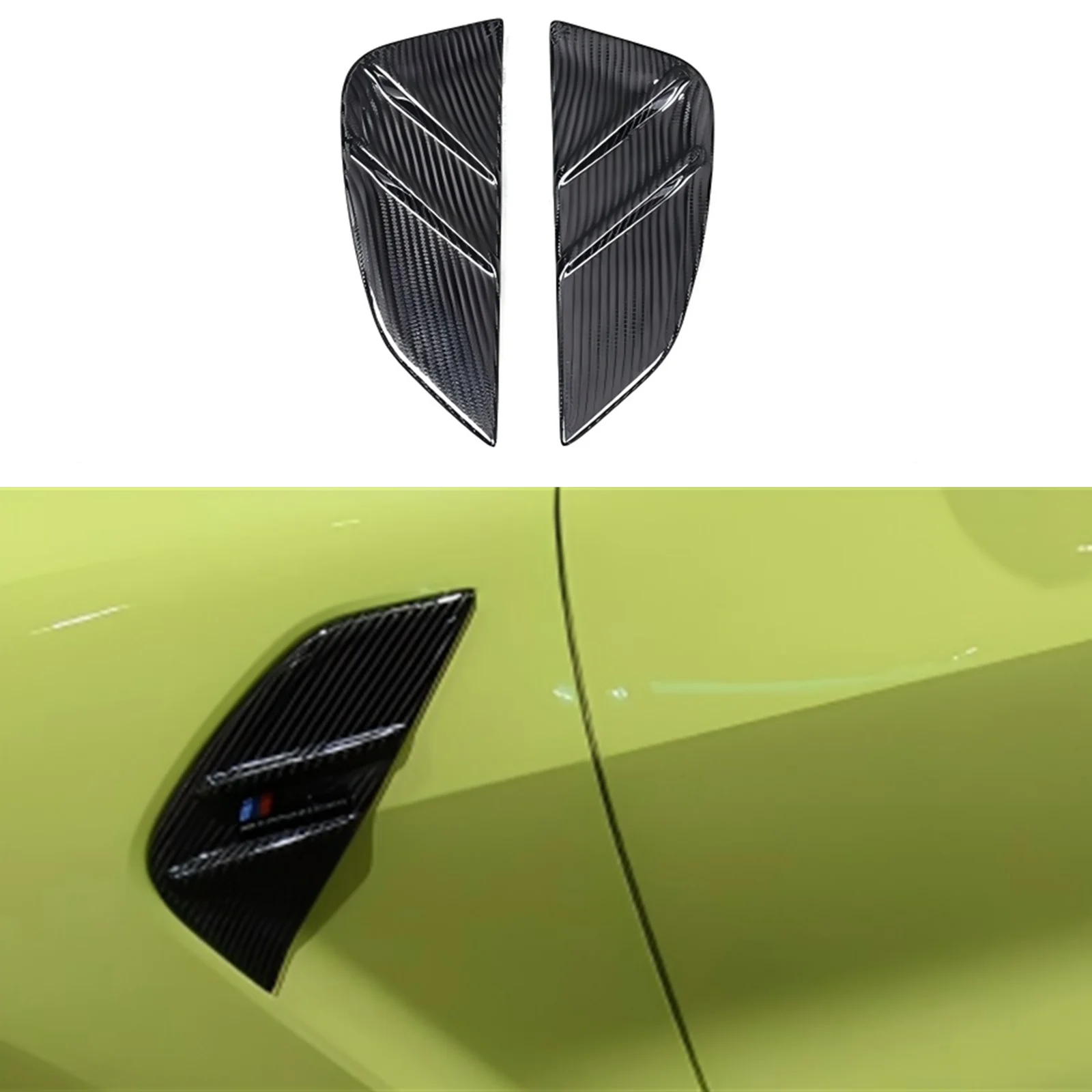 Pair Carbon Fiber Fender Air Vent Replacement Covers For BMW 4 Series G82 M4 Side Fender Air Vent Trim