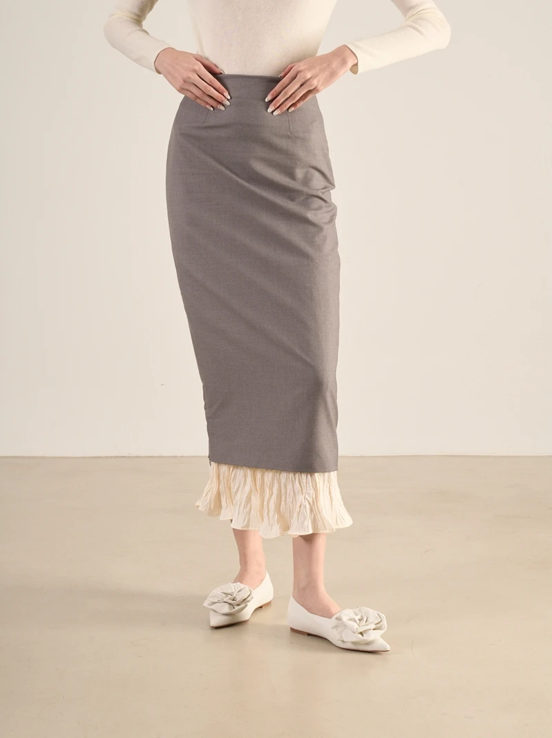 

Юбка LANVIVIER с высокой талией, асимметричная, на молнии, разрез, цветной блок, плиссированная, облегающая, высокая креативность, весна 2024