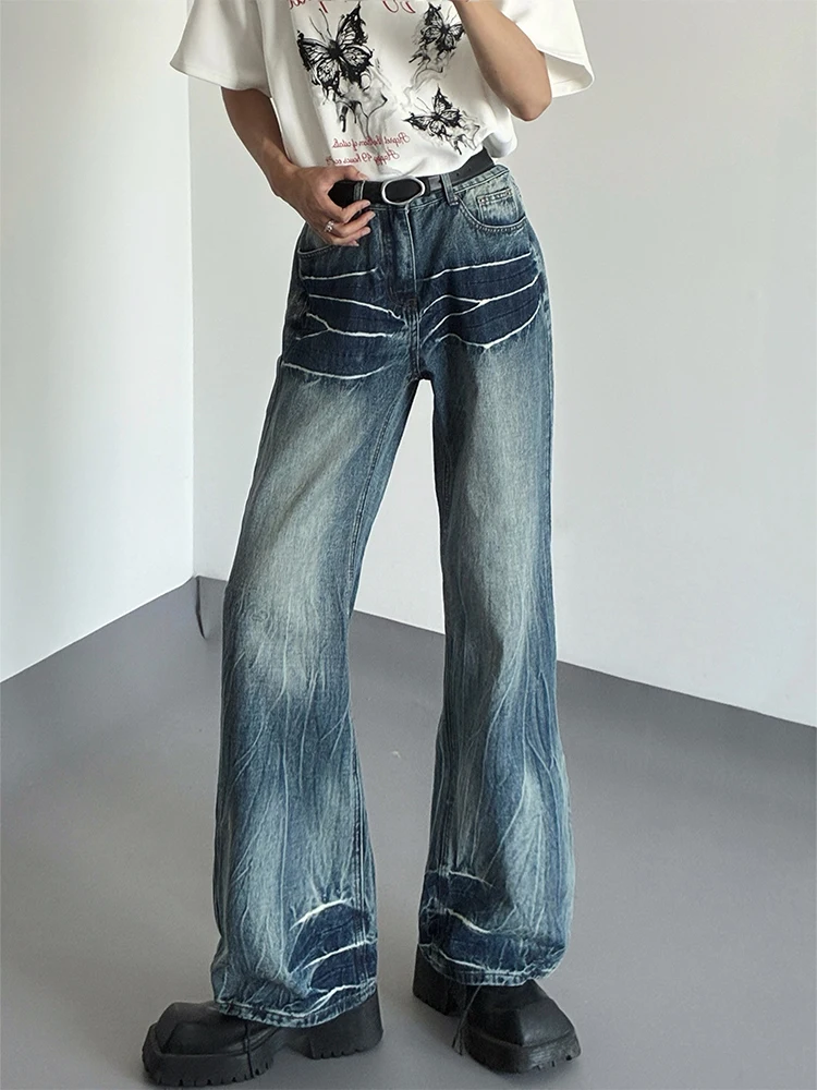 

Мужские джинсы в стиле ретро American Lightning, широкие брюки с высокой талией, свободный крой, молодежный тренд, смесовая хлопковая ткань