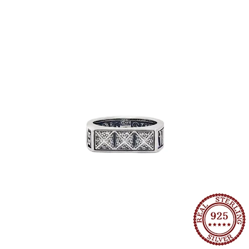 

British Jewelry Block Retro Diamond Studded Letter Ring for Men and Women Trendy Punk