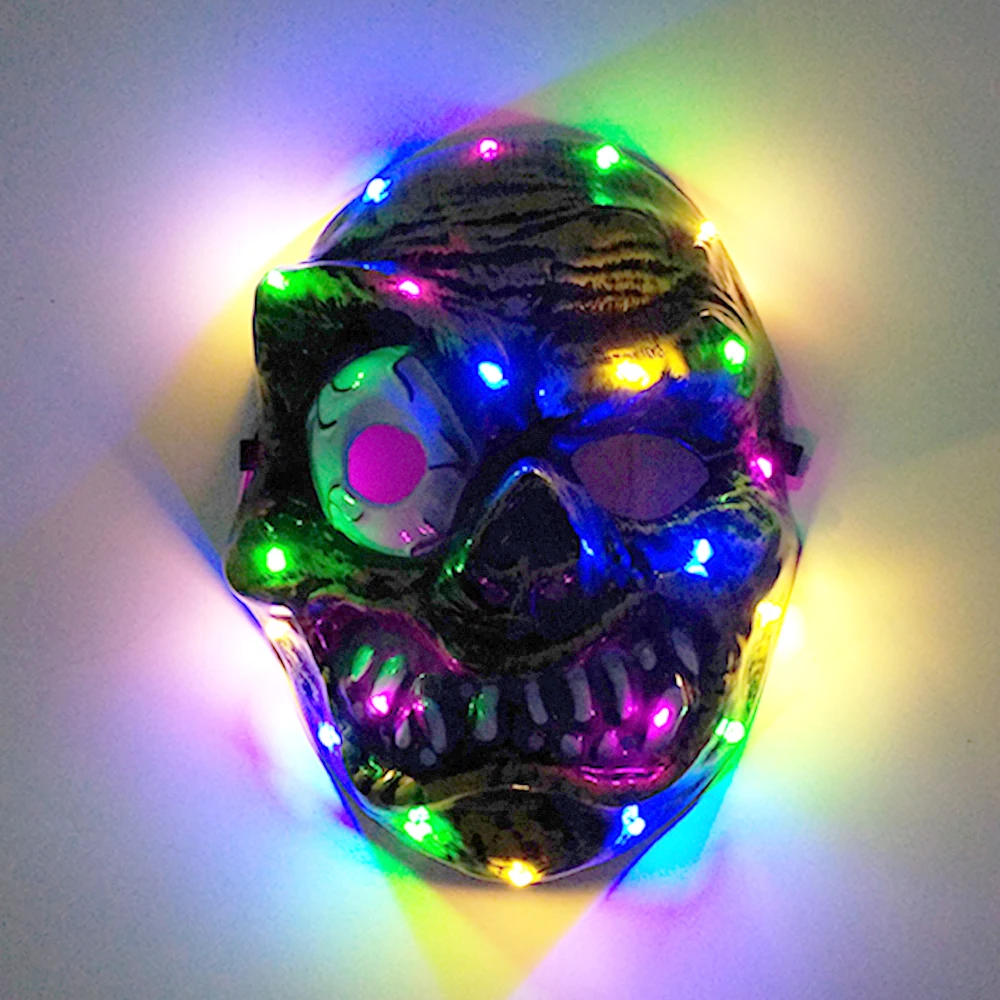 LED Four Color Explosion Eyes Mask Halloween Easter Scary Horror Cosplay Light Props Led Face Explosion Eyes Killer Mask