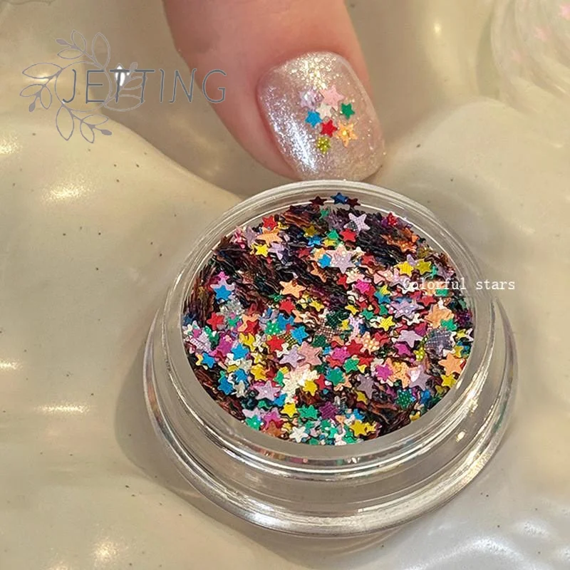 핫 1병 미니 스파클링 스타 네일 글리터 반짝이는 오각형 네일 장식 살롱 디자인 귀여운 액세서리 DIY 네일 아트 디자인