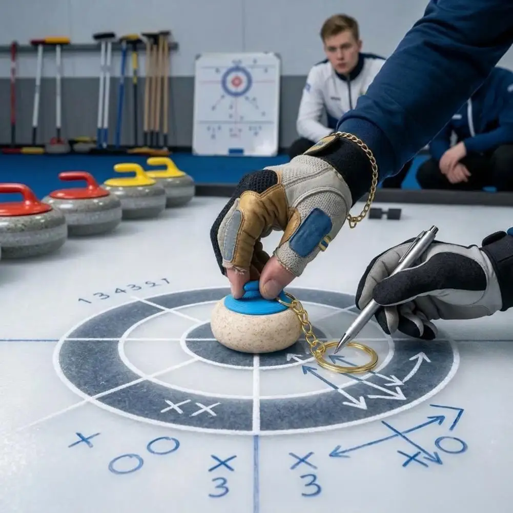 Curling Fan Keychain 3d Printed Curling Keychain Pendant Sports Style Ice Keyring Accessory Imitation Curling Sport Backpack