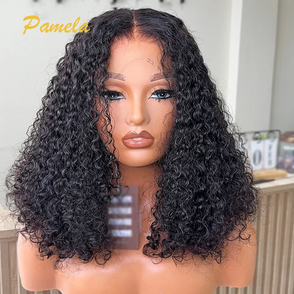 

200% Density Short Bob Deep Curly Wigs 5x5 Transparent Lace CLosure Glueless Wigs 100% Human Hair Preplucked Ready To Wear