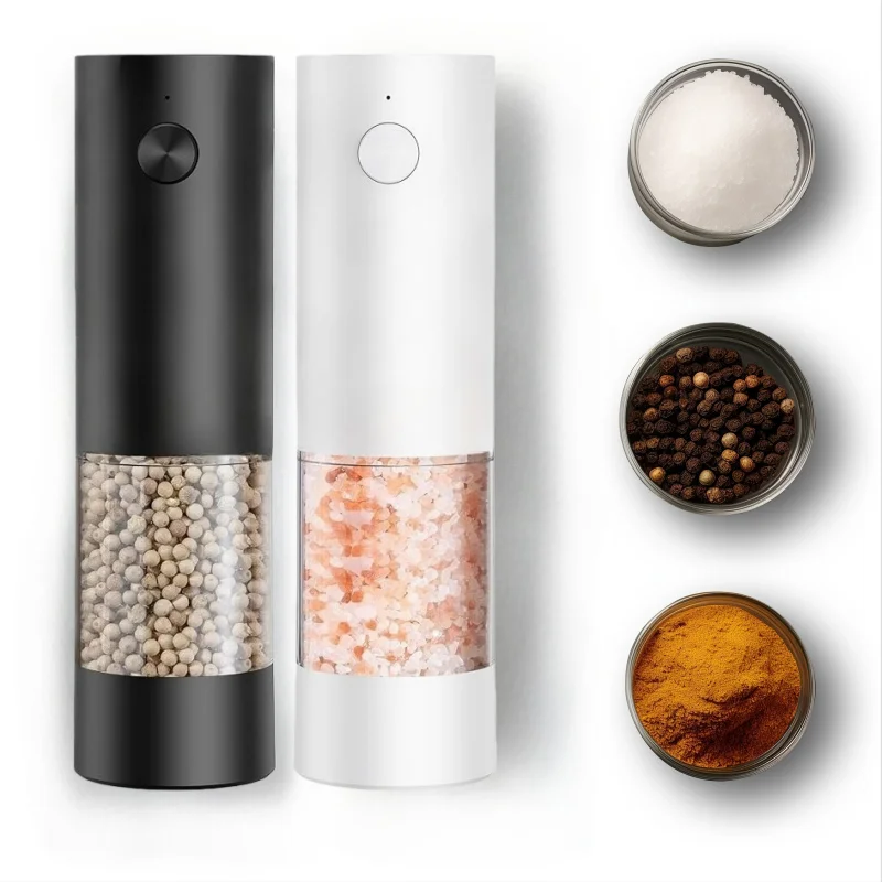 Salt Pepper Grinder USB Rechargeable Electric Adjustable Coarseness Auto Spice Grinders Ground Pepper Powder Peppercorn Sea Salt