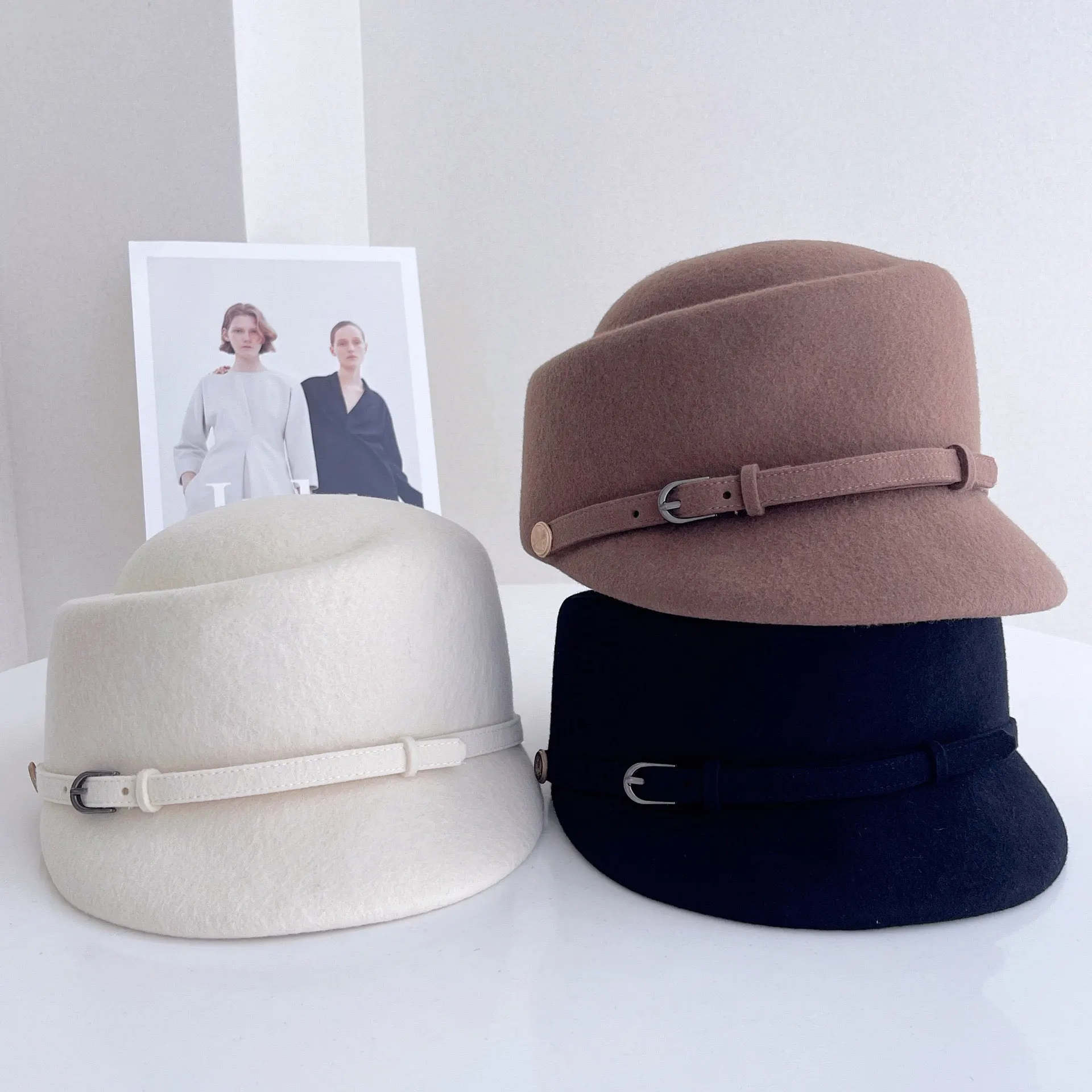 Fashion Wool High-quality Retro Irregular Equestrian Hat Black White Khaki Duckbill Hat Luxury Knight Hat