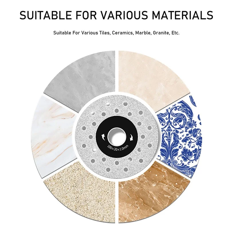 ABRE-Diamond Chamfered Saw Blades For Cutting And Grinding Tile Marble, Reshline Rock Slab Flat Grinding Cutting Piece,6Pack