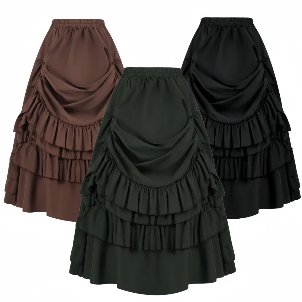 

New Gothic Medieval ort Skirt for Women Stage Performance Costume Renaissance Sle f-length Skirts for Women