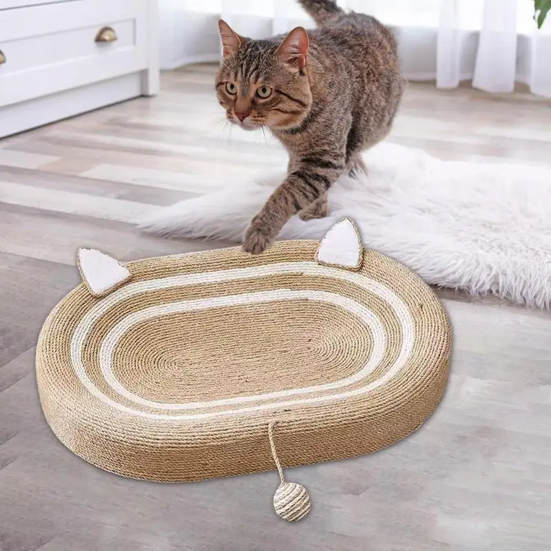 Cat Scratch Pad Oval Cat Scratch Bed With Ball Toys Cat Nest Woven Pet Supplies For Prevents Cats From Destroying The Home