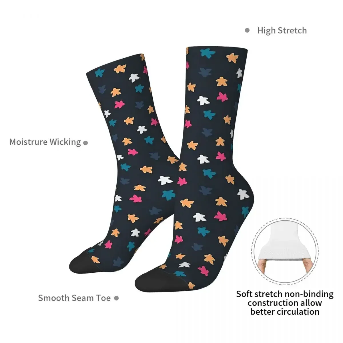 Dark Meeple Pattern Socks Harajuku Super Soft Stockings All Season Long Socks Accessories for Unisex Birthday Present