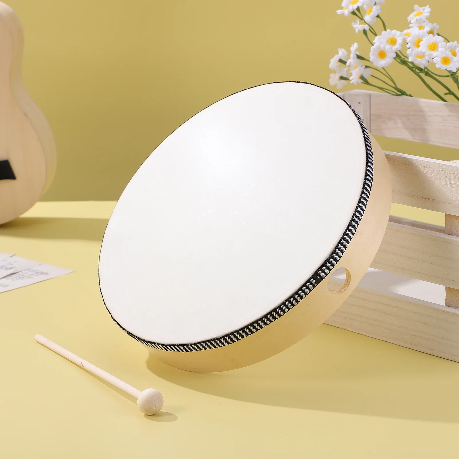 

Hand Drum Wooden Frame Percussion Instrument Clear Sound For Singing Dancing Party Favors Kids Adults Handheld Drum Set