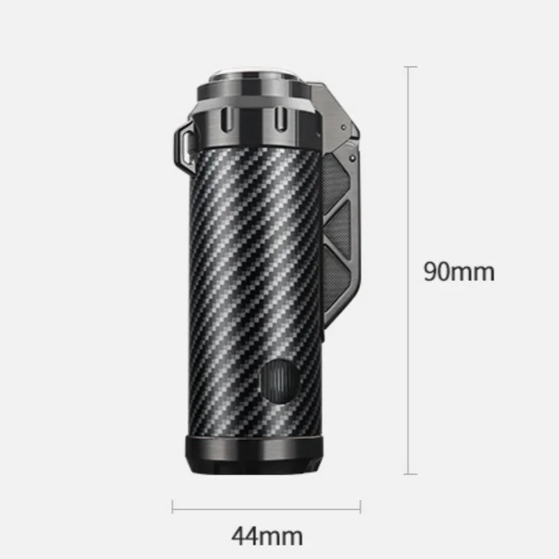 HONEST Zinc Alloy Windproof Three Jet Flame Butane Gas Lighter Visible Gas Window Hidden Cigar Knife Cigar Lighters Smoking Gift