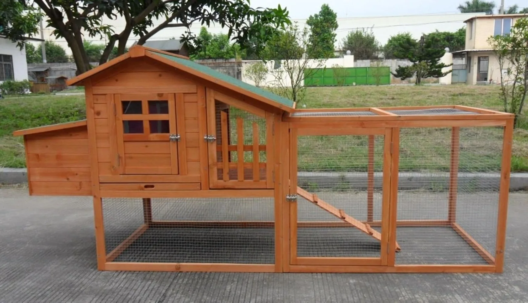 Pollo gallinero de madera grande de lujo, casita de gallina para patio trasero, 3-5 pollos con caja anidada
