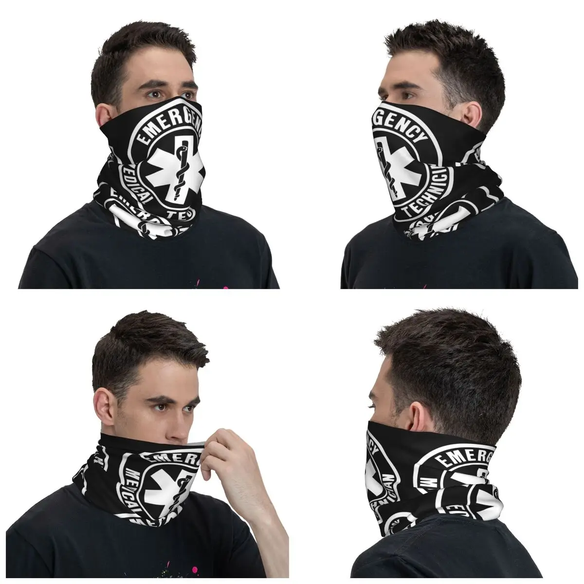 Custom Emt Star Of Life Emergency Medical Technician Logo Neck Gaiter Women Men UV Face Shield Winter Bandana Scarf for Hiking