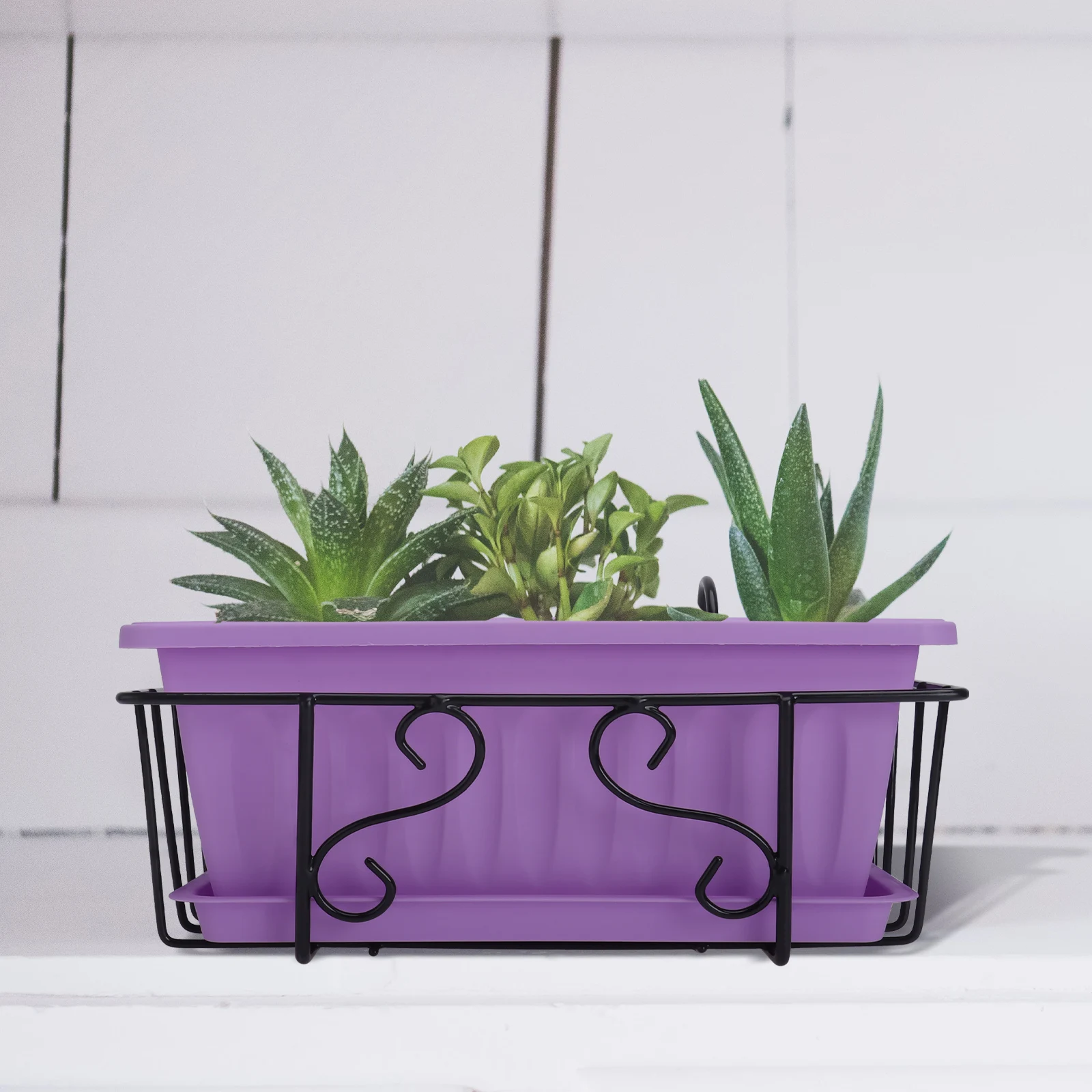 

Hanging Flowerpot Small Tray Plastic Planter Box Balcony Garden Outdoor Railing Vertical Gardening Home